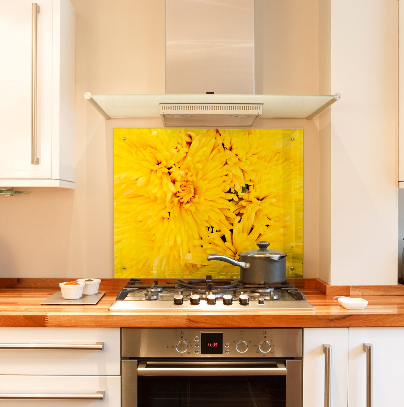 Yellow Chrysanthemum kitchen splashback
