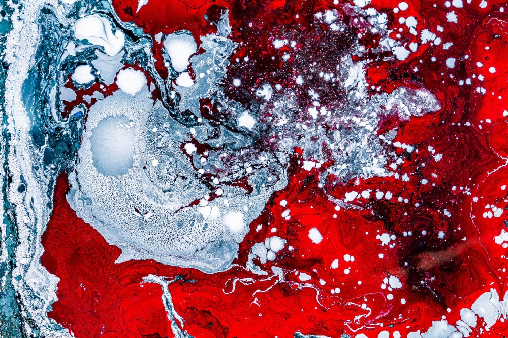 red and grey agate glass splashback