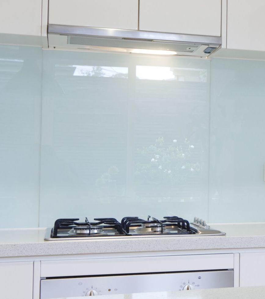Clear toughened glass splashback